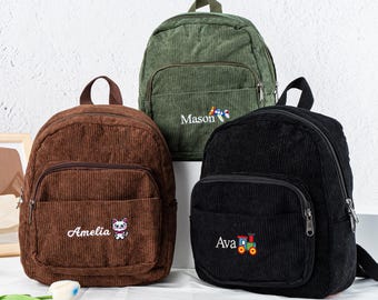 Personalized Corduroy Toddler Backpack: Custom Kids School Bag