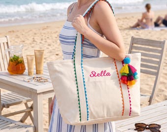 Canvas Tote Bag: Personalized Bridesmaid Gift, Custom Hand Bag for Women, Beach Wedding Party