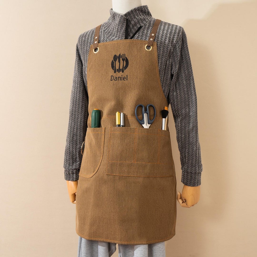 Personalized Canvas Apron for Men, Custom Name & Logo Apron With ...