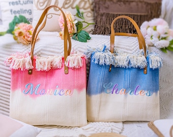 Personalized Bridesmaid Canvas Tote Bag: Embroidered Bridal Party Gift