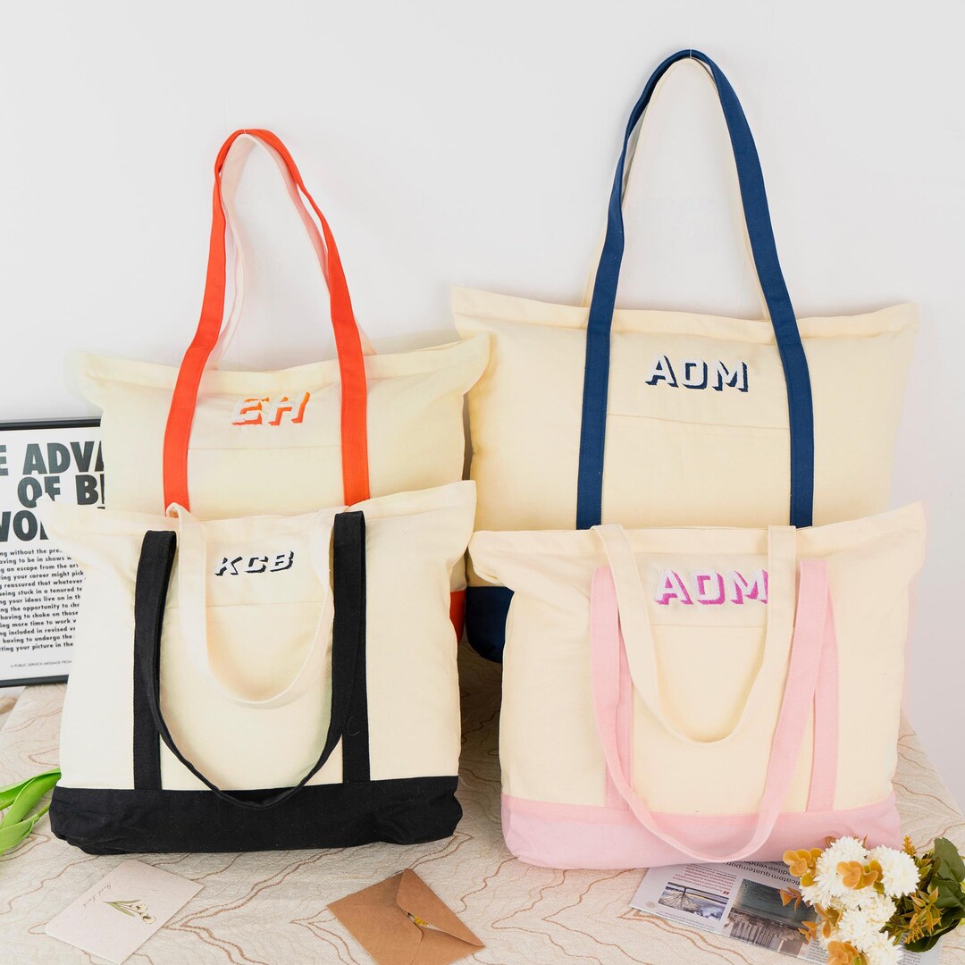 Personalized Canvas Beach Tote Bag: Monogrammed Bachelorette Gift - Etsy