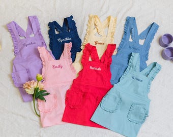 Personalized Toddler Apron: Kids Ruffle Apron with Name Embroidery