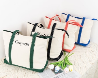 Tote Bag for Women Personalized Cotton Canvas Beach Tote Bag Monogram Tote Bag Initial Canvas Tote Custom Bridesmaid Gift Gift for her mom