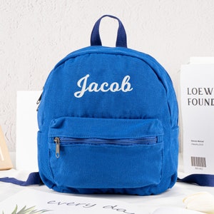 Canvas Toddler Backpack, Baby Diaper Bag, School Book Bags, Embroidery Name Backpack for Kids, Backpack for Students, Birthday Child Gift