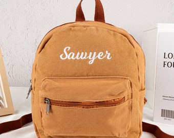 Embroidered Canvas Toddler Backpack: Personalized Baby Daycare Bag