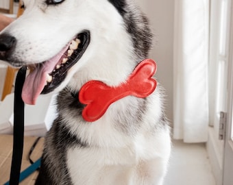 Dog Bone Leather AirTag Holder for Dog Collars