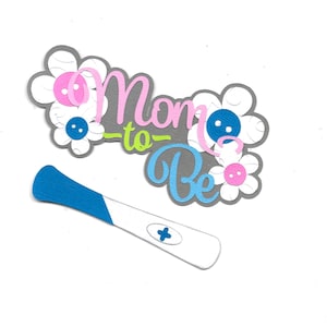 Premade Scrapbook-Paper Piecing-ScraStampin-For Layouts-Title-Pregnancy-Baby Shower-Blue-Mom to Be