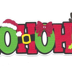 Premade Scrapbook-Paper Piecing-ScraStampin-For Layouts-Christmas-Holidays-Title-Red Green-Ho Ho Ho