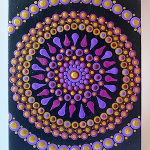 5x7in Pink Purple Gold Dot Painting Mandala
