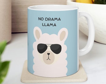 Kubek z lamy, ceramiczny kubek 11 uncji, uroczy kubek, zabawny kubek, prezent dla niej, bez dramatów lama, prezent unisex, kubek biurowy, kubek do biura, prezent dla przyjaciela