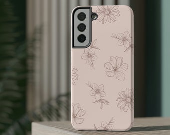 Linda funda floral rosa para teléfono iPhone 11, 12, 13, Samsung Galaxy S21, S22 Funda estética para teléfono
