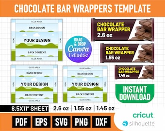 Editable Chocolate Bar Wrapper Template: Canva DIY Party Favors (Digital Download)