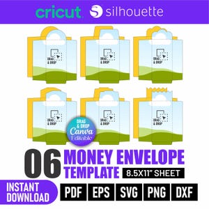 Edytowalny szablon koperty na pieniądze: Koperta na pieniądze Canva + SVG i do druku, Cricut Silhouette 3,5 x 7 cali