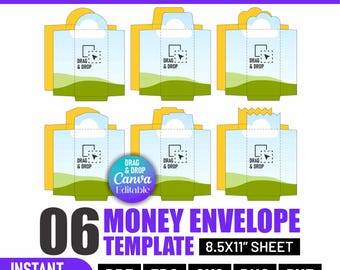Editable Money Envelope Template: Cash Envelope Canva + SVG & Printable, Cricut Silhouette 3.5x7"