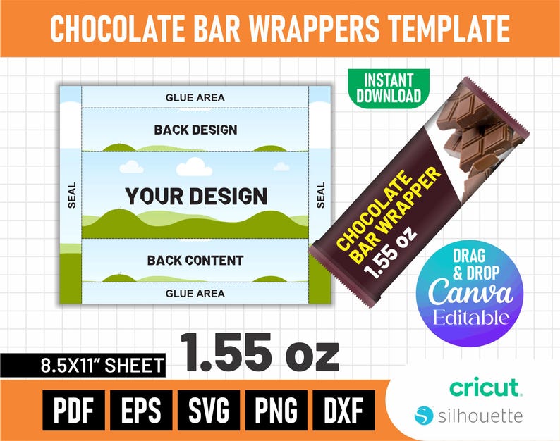 Editable Chocolate Bar Wrapper Template: Canva DIY Party Favors ...