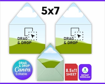 5x7 A7 Envelope Liner Template | Square Flap Canva Editable (Digital Download)