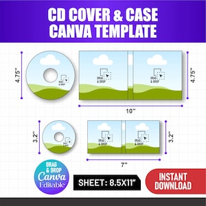 Editable CD/DVD Cover & Case Canva Template For Wedding Event Photography CD Case