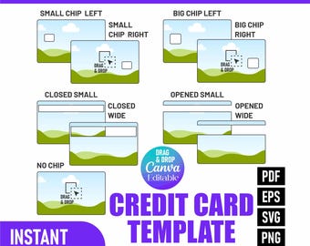 Credit Card Skin Template Canva, Credit Card Sticker, Debit credit card template svg,Card cover svg for cricut, Canva drag and drop Template