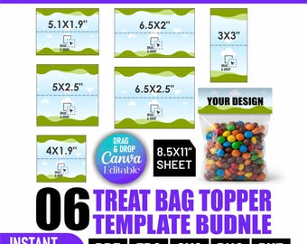 Plantillas editables para decorar bolsas de dulces: Canva, SVG, PDF (descarga digital)