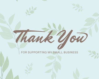 Printable Thank You for Supporting My Small Business Card/ - Etsy