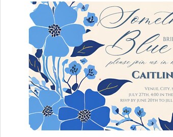Something Blue Bridal Shower Theme - Editable Invitation Via Canva