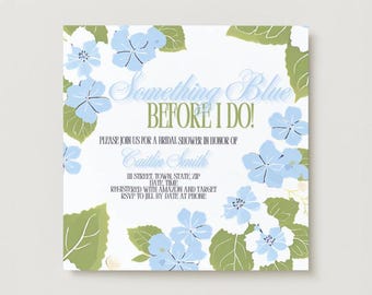 SOMETHING BLUE Before I do - Bridal Shower Theme Invitation, Editable and Downloadable Printable, Canva Invitation for Bridal Shower
