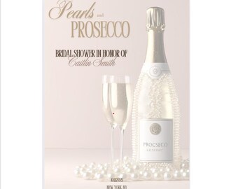 Pearls and Prosecco Bridal Shower Invitation Theme - Editable and Downloadable/Printable via Canva 5 by 7 inches