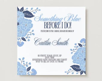SOMETHING BLUE Before I do - Bridal Shower Theme Invitation, Editable and Downloadable Printable, Canva Invitation for Bridal Shower