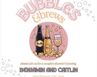 BUBBLES AND BREWS - Couple's Shower Invitation - Editable Printable/Downloadable Template via Canva