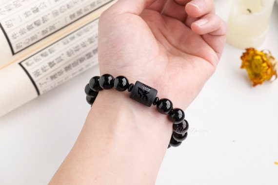 Obsidian Bracelet natural Black Obsidian Bracelet for Women Men