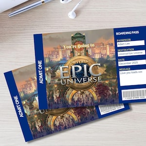 Universal Epic Studios Park 2025 Carta d'imbarco a sorpresa, rivelazione a sorpresa, andrai a Orlando Biglietto stampato, regalo di compleanno, carta regalo