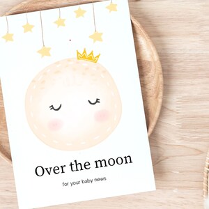 Neue Baby Karte, Over the Moon Grußkarte, Schwangerschaftskarte, werdende Mutter, Mutter, Mutter zu sein, schwanger, Schwangerschaftskarte, Babypartykarte,