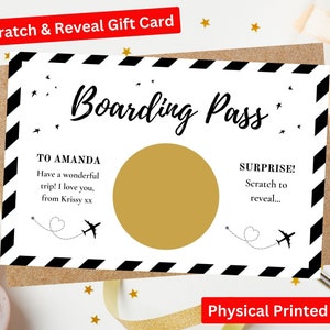 Carte d'embarquement personnalisée, cadeau d'anniversaire à gratter et carte à gratter surprise, voyage de vacances, cadeau d'anniversaire personnalisable, carte à gratter
