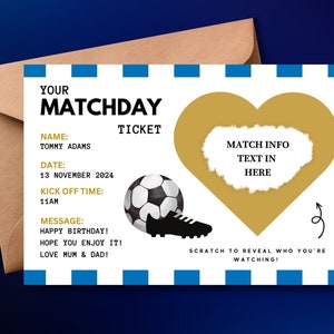 Überraschungs-Fußballmann-Karte, Überraschungs-Fußballspiel, Fußballkarten-Enthüllung, Rubbelkarten-Eröffnungskarte, personalisiertes FC Coupon-Geschenk