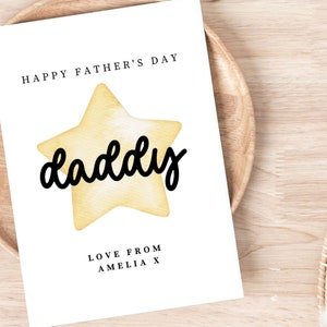 Liebe dich Papa Vatertagskarte, personalisierte Vatertagskarte für Papa, einfache Papa Geburtstagskarte, Papa Dankeskarte für speziellen Star-Dad