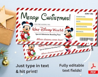 Printable Theme Park Surprise Reveal Ticket, Editable Gift Reveal ...