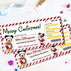 Christmas Disneyworld Ticket Printable Theme Park Surprise Reveal ...