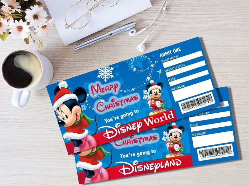 Christmas Disneyland Ticket Printable Theme Park Disney World - Etsy