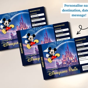 Personalised Handprinted Disneyworld Ticket Theme Park Surprise Ticket, Gift Reveal, Mickey Mouse Disneyland Boarding Pass, Disney Reveal image 5
