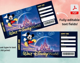 Disneyland Paris Ticket Printable - Etsy