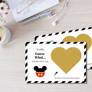 Carte à gratter Disney Reveal Disneyland Ticket Pass Reveal Voucher Disney Paris, Walt Disneyworld, oreilles de Mickey Mouse, cadeau de Noël 2025