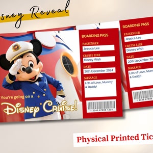 Disney Cruise Personalised Handprinted Reveal Ticket, Wish| Wonder| Dream Cruise Line Surprise Coupon, Mickey Mouse Sailor, Boarding Pass