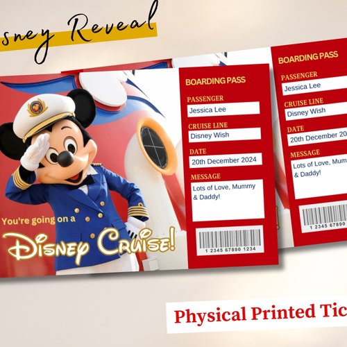 Disney Cruise Personalize Reveal Ticket, Disney Wish Disney Treasure Disney Dream Cruise Line Surprise Reveal, Mickey Mouse Sailor Minnie