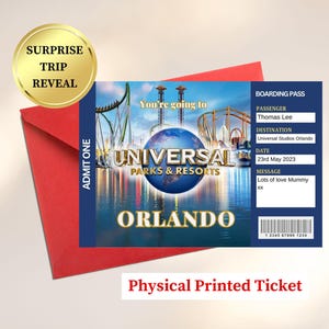 Universal Studios Reveal Personalisieren Batman gedrucktes Ticket Überraschung Geburtstagsgeschenk, Universal Studios Florida Urlaub Gutschein Weihnachtskarte