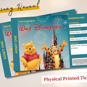 Personalisierte handgedruckt Winnie The Pooh Disneyworld Ticket Theme Park Überraschungsticket, Geschenk Reveal, Weihnachtsgeschenk Disneyland Bordkarte