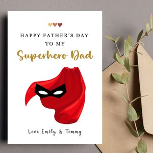 Superheld Papa Vatertagskarte, Vatertagskarte zum Thema Vater, personalisierte Vatertagskarte, süße Vatertagskarte, My Hero Card, von Kindern