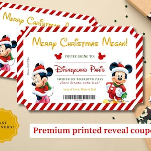 Personalisiertes Weihnachten Disney World Ticket Disneyland Disney offenbaren Überraschung Disney, Micky Maus Santa Disney Land Disneyland Florida Disneyland
