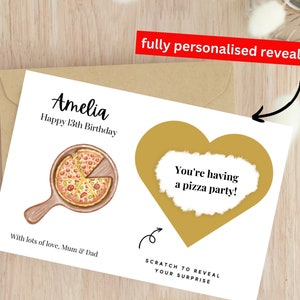 Carte personnalisée du 13e anniversaire des enfants, Pizza Party, carte du 13e anniversaire pour garçon, pour fille, carte du 13e anniversaire de la fille, carte d'anniversaire pour les amoureux de la pizza