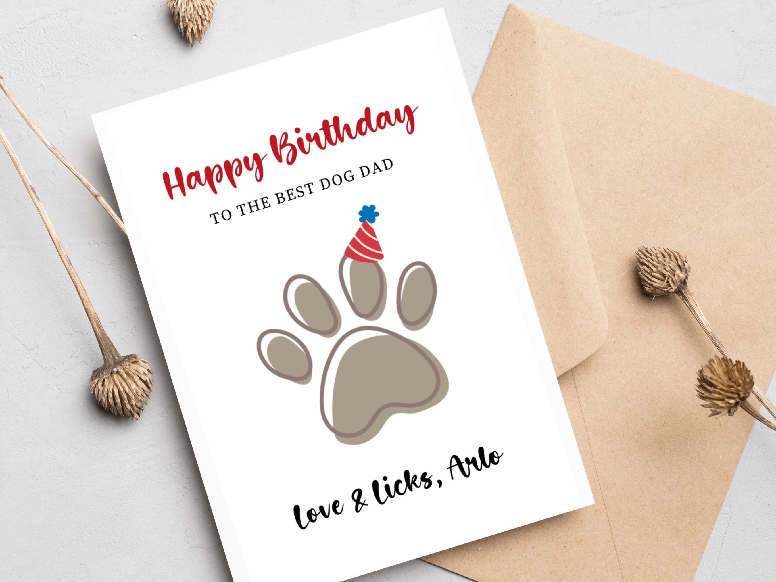 Pawsome Birthday Card From the Dog, Birthday Card for Dog Dad, Birthday ...