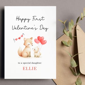 Biglietto di San Valentino personalizzato per il primo giorno di San Valentino del bambino, biglietto di San Valentino per bambina, biglietto di San Valentino per nipote, figlia, nipote